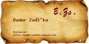 Bader Zsóka névjegykártya